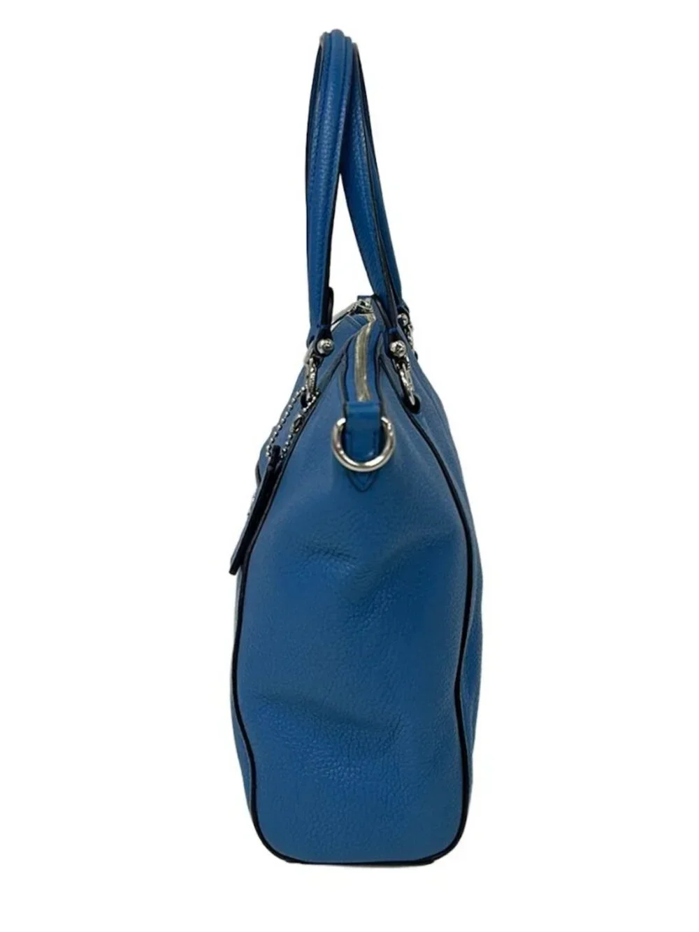 COACH Prairie Satchel Polished Pebbled Leather 58874 Blue Leather Handbag